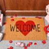 Ceenna Valentine's Day Doormat Outdoor Valentine's Heart Coir Doormat with Non-Slip Backing Red Heart Valentines Day Mat Front Porch Rug Outside Door Mat for Home Entrance Decor, 16 x 24 Inches
