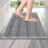 OLANLY Thick Bathroom Rugs 24x16, Extra Soft Absorbent Chenille Striped Bath Rugs, Rubber Backing, Machine Wash Dry, Bath Mats for Bathroom Floor, Tub and Shower, Home Decor Accessories, Grey
